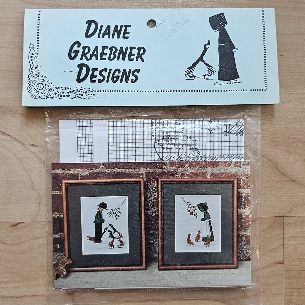 Diane Graebner Cross Stitch Chart "Chicken Feed" Girl and Boy